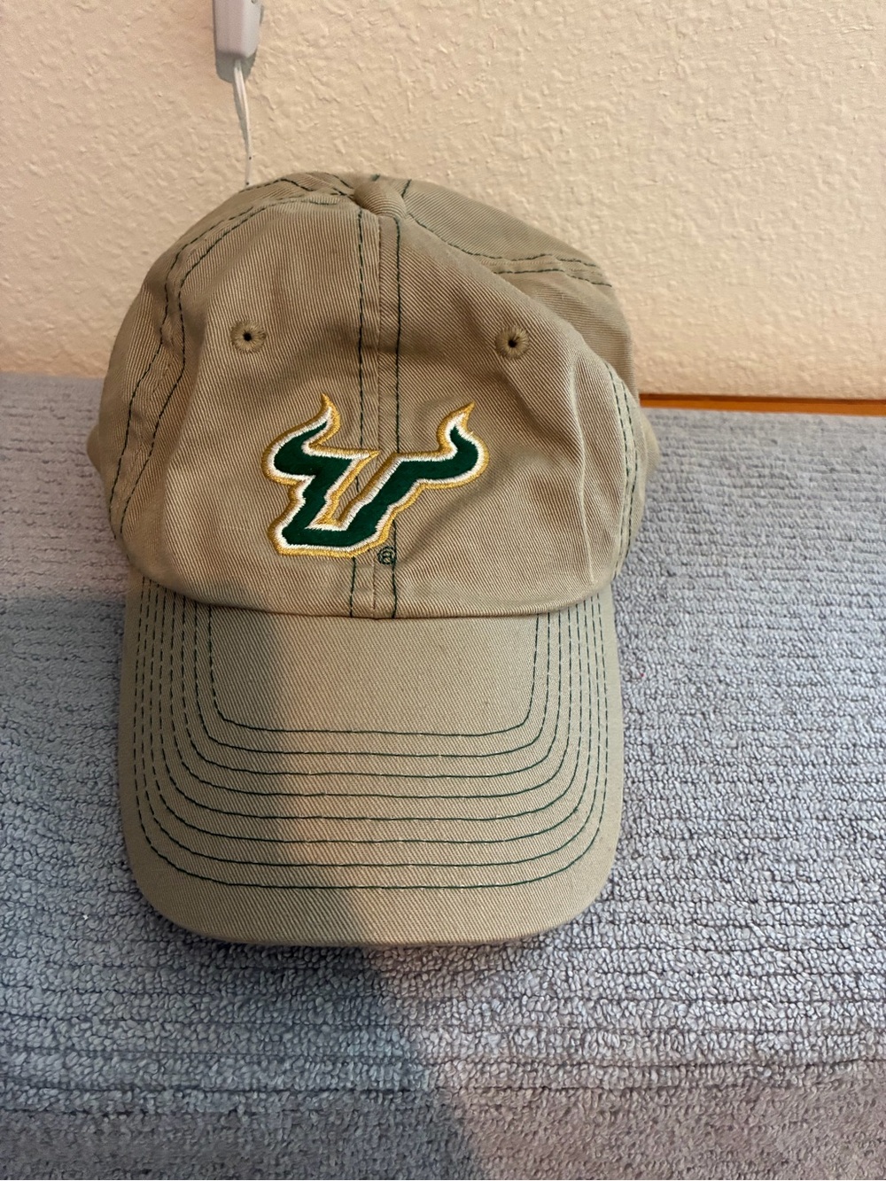 University of South Florida Khaki Baseball Cap with Green & Gold Logo